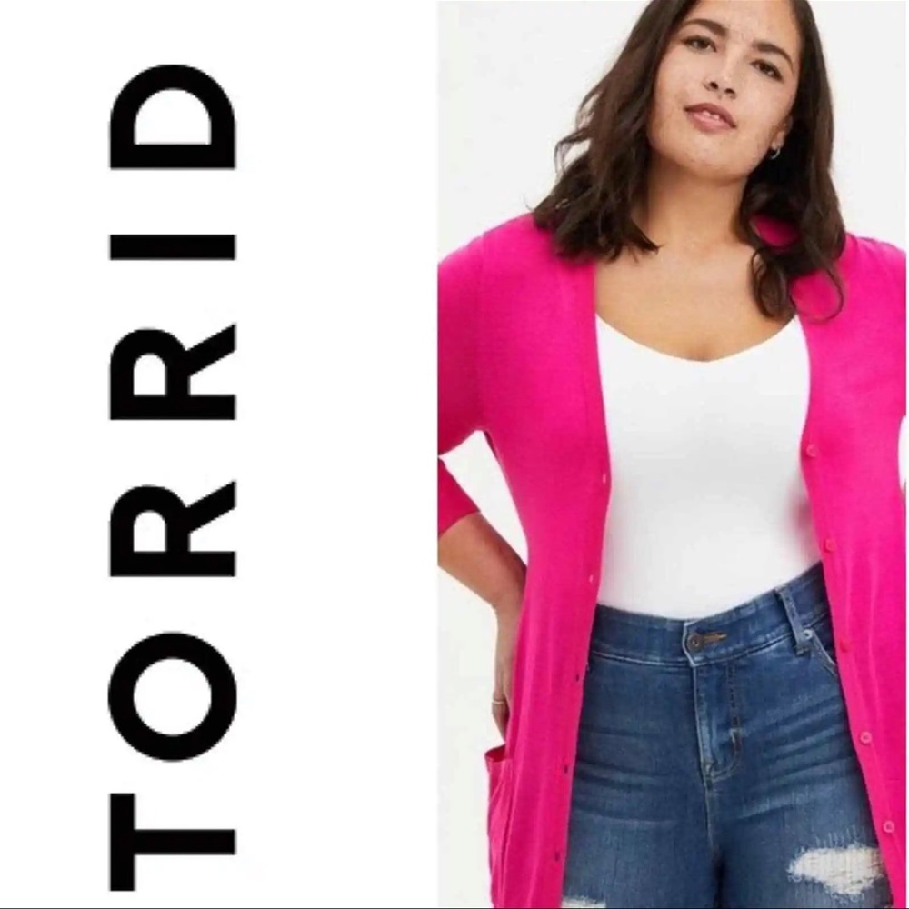 Torrid bright pink cardigan